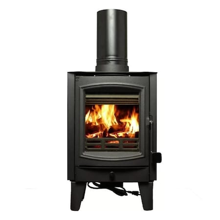 Us Stove Co Tiny Wood Stove, 16-3/8 in W, 18-3/4 in D, 26-7/8 in H, 26,000 Btu Heating, Steel, Black, Metallic TH-100