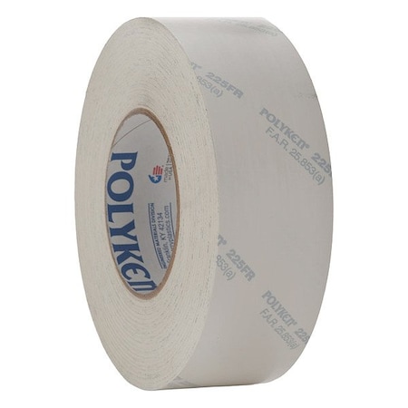 Polyken Duct Tape, Rubber, Cloth, White 225FR