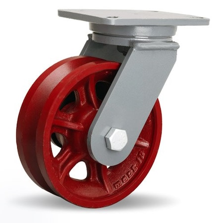 Hamilton Champion Swivel Caster, 8" x 2-1/2" Metal V-Groove Wheel, 3/4" Precision Tapered Bearing S-CH-8VT
