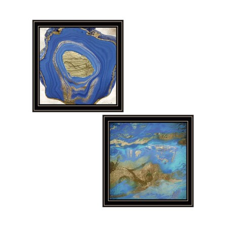 Homeroots Set Of Two Perisse Cobalt 1 Black Framed Print Wall Art, 2PK 408071