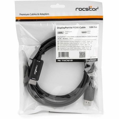 Rocstor 10FT 3M DISPLAYPORT 1.4 TO HDM Y10C787-B1