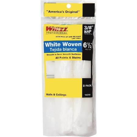 Whizz 6-1/2'' x 3/8'' White Woven Fabric Roller Cover, 2PK 44316