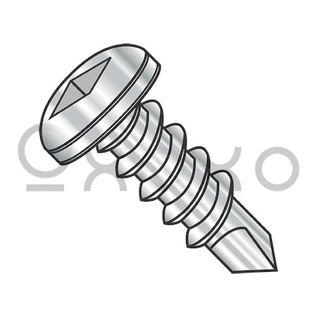 8-18X1 1/2 Square Drive Pan Head Self Drilling Screw Full Thread 410 Stainless Steel, 2000PK