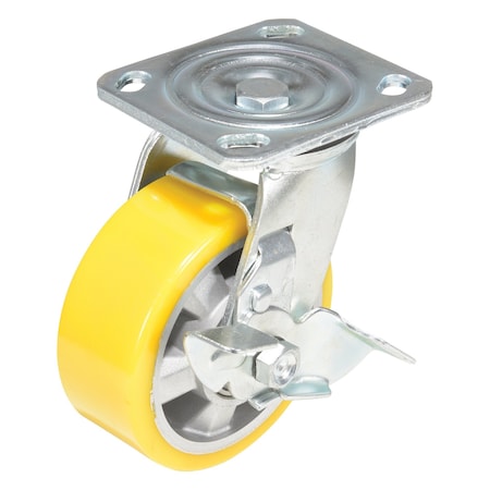 Vestil Polyurethane Swivel With Brake Caster 5 In. Diameter x 2 In. Width 595 lb Yellow/Gray CST-PY-5X2PUA-SWB