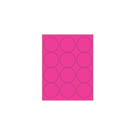 Bubblefast 2 1/2'' Fluorescent Red Circle Laser Labels-12 Labels per Sheet BFLL194PK