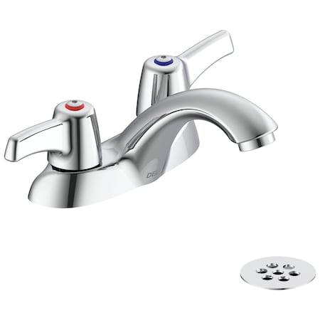 Delta Commercial 21C Two Handle Centerset Bathroom Faucet With Grid Strainer In Chrome 21C453