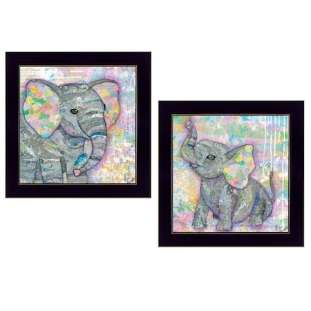 Homeroots Set Of Two Elephant I and II 3 Black Framed Print Wall Art, 2PK 407249