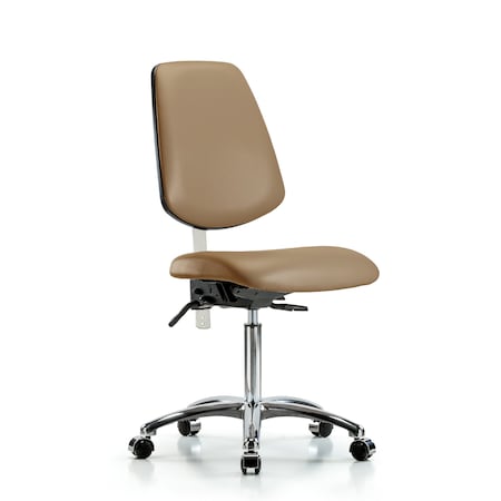 Blue Ridge Ergonomics Clean Room Chair Vin Med Ben Chair, Med, Bk, Taupe, CL100, No Arms, 22" to 29" Height, Vinyl, Taupe BR-NCR-VMBCH-MB-CR-T1-A0-NF-CC-8584