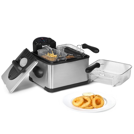 Megachef 4.23 Quart Stainless Steel Electric Deep Fryer with Timer MG-AI401