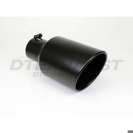 Different Trends BLACK POWDER COATED 8IN ROLLED SLANT 15IN BOLT ON BLK EXHAUST TIP 5.00 BQ9-508015RBK