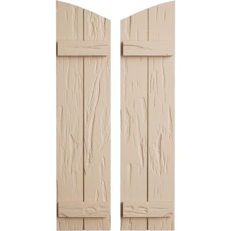 Ekena Millwork Pecky Cypress 2 Board Joined Board-n-Batten w/Elliptical Top Faux Wood Shutters, 11"W x 60"H SHUBJL11X60PCPR