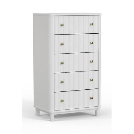Homeroots 28" White Solid Wood Five Drawer Chest 524134