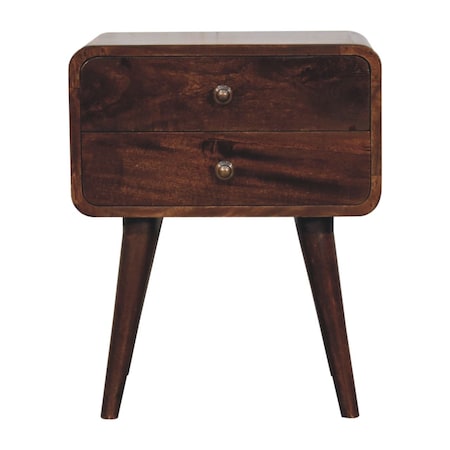 Homeroots 22" Chestnut Solid Wood Two Drawer Nightstand 651523