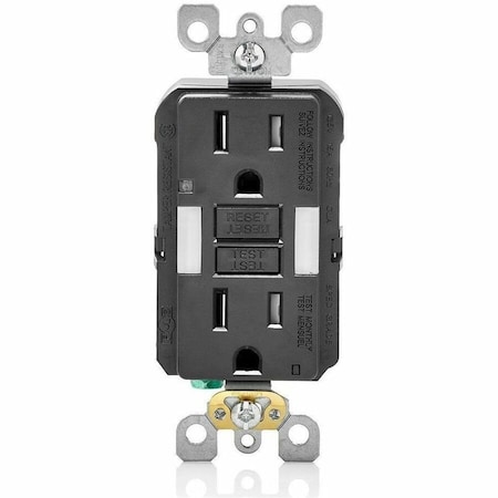 Leviton GFIRcptcl, 15A, 125VAC, Blk, Thermoplastic GFNL1-E