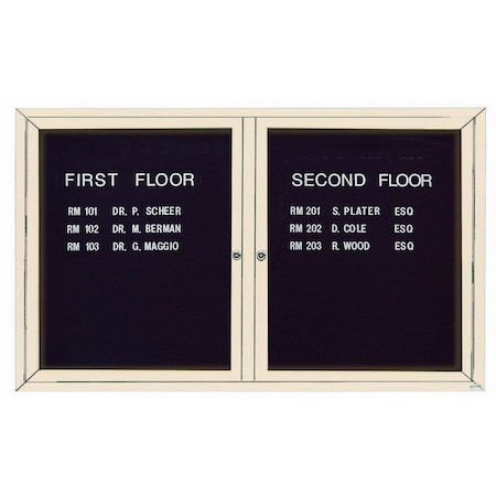 Aarco Illuminated Outdoor Enclosed Directory w/ Al Frame, Powder Coated Ivory, 36''Hx60''W OADC3660IIV
