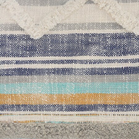 Homeroots Set of Two Blue Striped Cotton Throw Pillow With Fringe, 2PK 554580