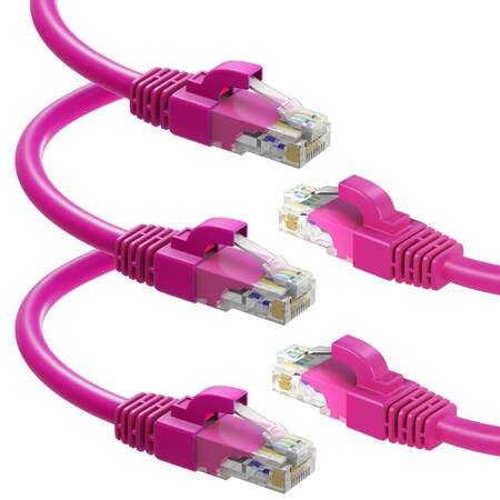 Maximm 6ft Cat6 Round LAN Patch Cable, 5PK, Pink, 5PK CAT66FT5PKPink