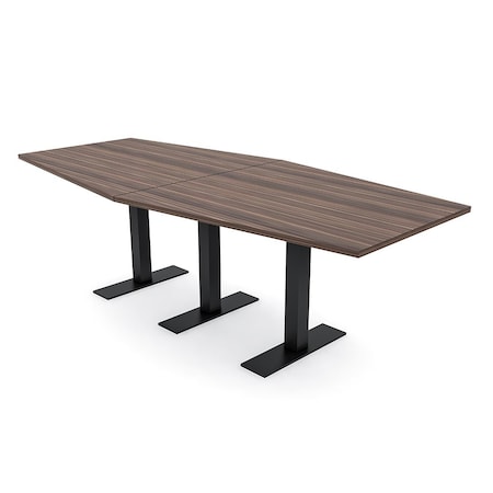 Skutchi Designs 8ft Hexagon Conference Table With Power | Harmony Series | 8 Person Meeting Room Table HAR-HEX.IR-48X96-T.BK-H3041-NA