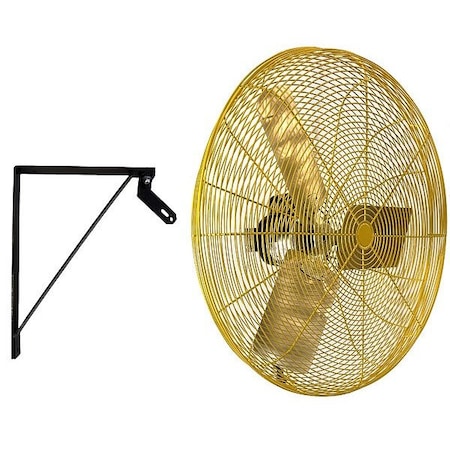 Hessaire Standard Duty Industrial Fan, Wall Mount, 24 in Blade Dia, 115V, 6,450 cfm, Non-Oscillating 24WY2