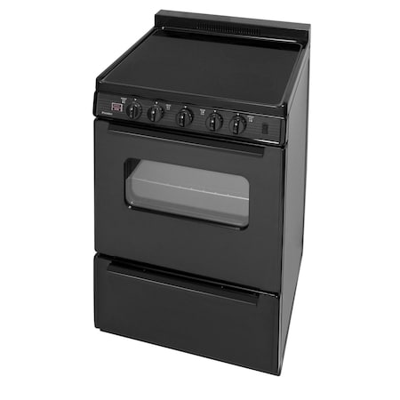 Premier Electric Range, 24 inW x 37.5 inH x 26 inD, 2.97 cu. ft. Oven, Smooth Glass Top Stove, Black 805709