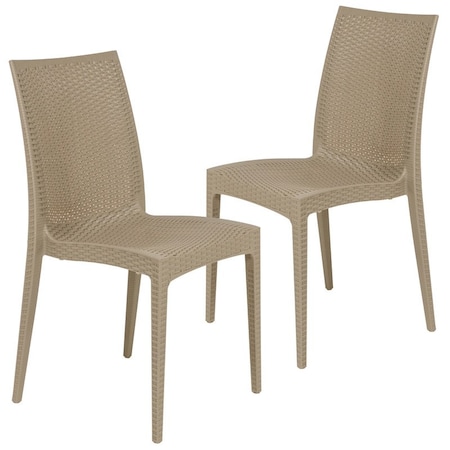 Leisuremod Mace Stackable Polypropylene Dining Chair, 275 lb Capacity, Weather-Resistant, 2PK MC19TP2