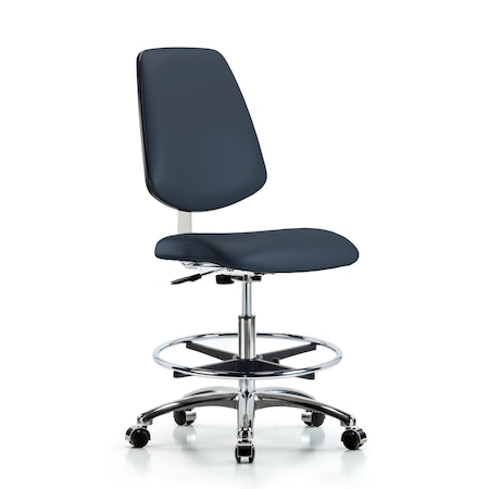 Blue Ridge Ergonomics Clean Room Chair 22" to 29" Height, Vinyl, Imperial Blue BR-CLR-VMBCH-MB-CR-CF-CC-8582