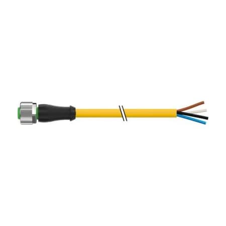 Murrelektronik Cordset, Straight, M12, Yellow, 22 AWG, 4A 7000-12221-0141000