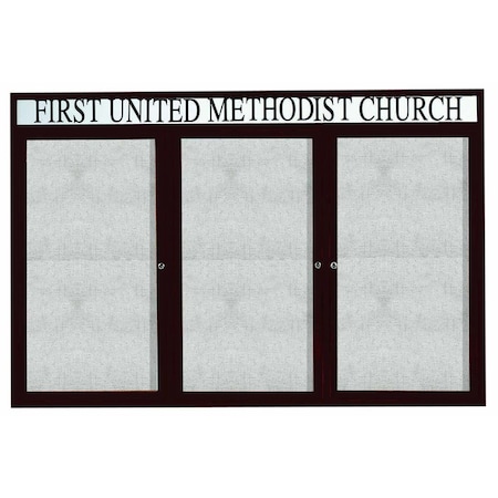 Aarco Illuminated Outdoor Enclosed Bulletin Board w/ Al Frame Header, Bronze Anodized, Neutral 48''Hx72''W ODCC4872-3RHIBA