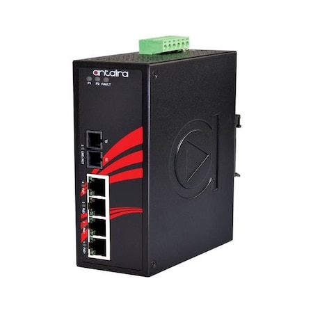Antaira 5-Port Industrial PoE+ Unmanaged Ethernet Switch, w/4*10/100Tx (30W/Port) + LNP-0501-M-24