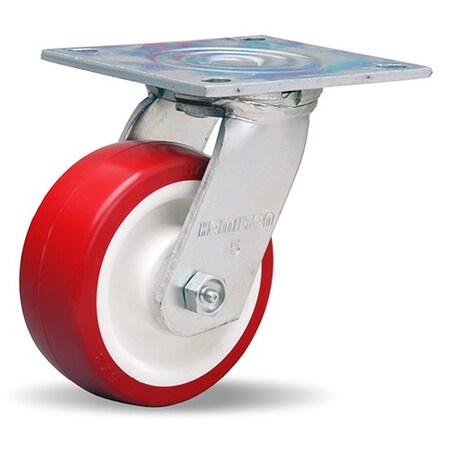 Hamilton Medium Service Swivel Caster, 5" x 2" Poly-Tech Polyurethane (95A) on Polypropylene Wheel S-MS-5NF