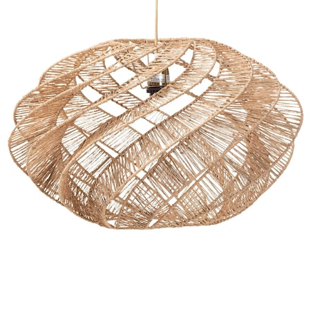 Bali & Pari Enola Handwoven Jute Pendant Lampshade - Boho Chic Ceiling Light Cover with Twisted Spiral Design 261-14234-ZORO