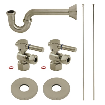 Kingston Brass Bathroom Plumbing Supply Kit, 1/2" NPT Female Inlet x 3/8" O.D. Compression Outlet, Brushed Nickel KPK408