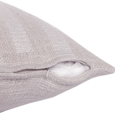 Homeroots 20" Ivory Geometric Cotton Blend Throw Pillow With Embroidery 549416