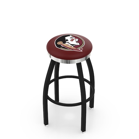 Holland Bar Stool Co 25" Blk Wrinkle Florida State Head Swivel Bar Stool, Chrome Ring L8B2C25FSU-HD