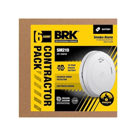 First Alert 10-Year Sealed Battery Smoke Alarm With Slim Profile Design, 6PK 1046739