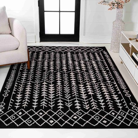 Jonathan Y Ziri Moroccan Geometric Black/Cream 5 ft. x 8 ft. Area Rug MOH210C-5