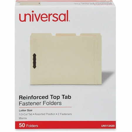 Universal Manila Folders, Two Fasteners, 1/3 Tab, Letter, 50/Box UNV13420***