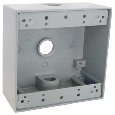 Evolve TGB50-3 2 Gang Outlet Box With Three 0.5 in. Holes, Gray EV830643