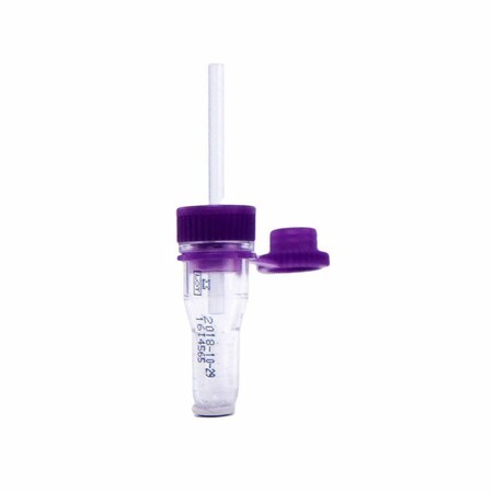 Safe-T-Fill Capillary Blood Collection Tube K2 EDTA Additive 125 L Pierceable Attached Cap Plastic Tube, 50PK 076011