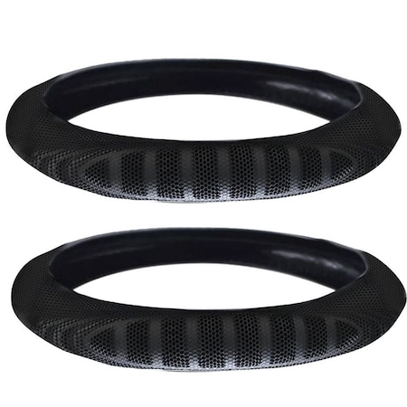 2PK 18in Steering Wheel Cover Black Compatible w/ All Heavy-duty Trucks, 2PK