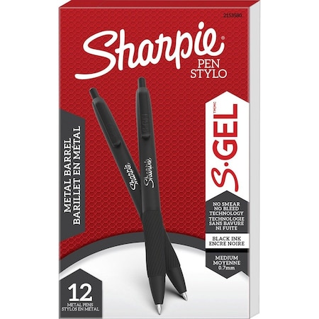 Sharpie Pen Set, Black, Non-Erasable, Gel, PK12 2153580