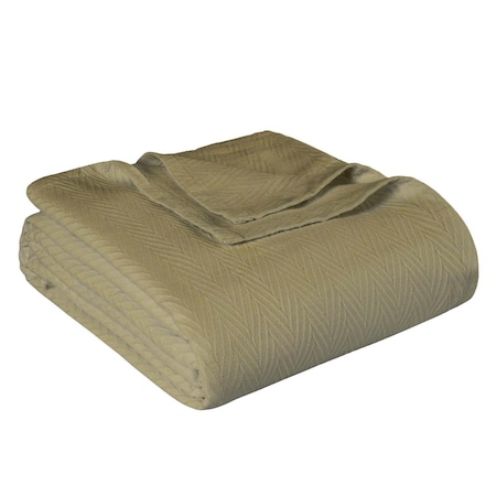Homeroots Queen Sage Cotton Woven Chevron Blanket 549240