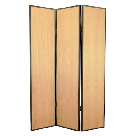 Homeroots 71" Natural Wood Folding Three Panel Screen Room Divider 274692