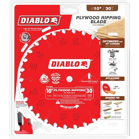 Diablo 10'' 30-Tooth Plywood Ripping Circular Saw Blade D1030X