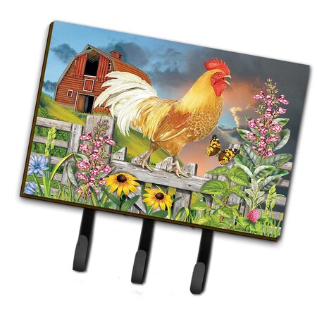 Carolines Treasures 6 x 2 x 9 in. Yellow Rooster Greeting the Day Leash or Key Holder PRS4024TH68