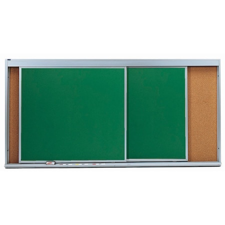 Aarco Horizontal Sliding Unit, w/ 3 Tracks, High Gloss White Porcelain Markerboard Panel, 48''Hx96''W HSU48-3