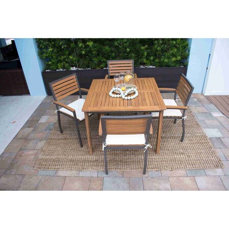 Panama Jack Outdoor Panama Jack Boca Grande 5-Piece Square Dining Set PJO-3201-GRY-5DA-CUSH