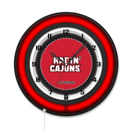 Holland Bar Stool University of Louisiana at Lafayette 19 Double Neon Wall Clock Clk19BK