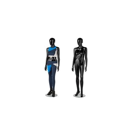 Specialty Store Services Female Full Body Premium Fiberglass Mannequin In Glossy Black With Hands At Side 6267BK