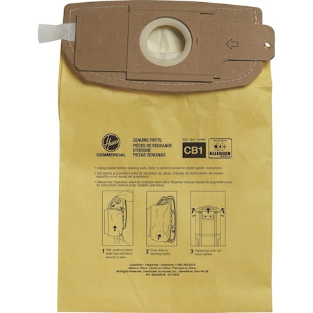 Hoover Commercial Vacuum Bag, Paper, PK10 AH10273